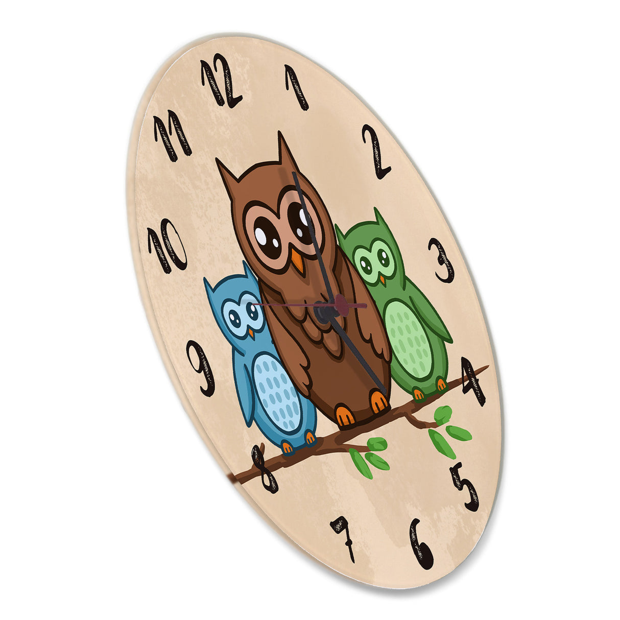 Eulen auf Ast Wanduhr