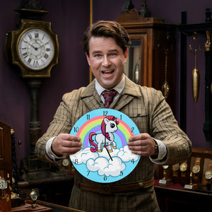 Einhorn mit Regenbogen Mädchen Wanduhr