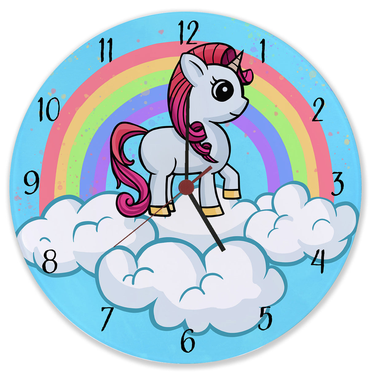 Einhorn mit Regenbogen Mädchen Wanduhr