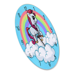 Einhorn mit Regenbogen Mädchen Wanduhr