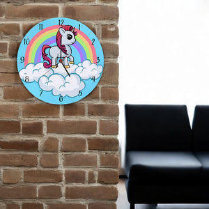 Einhorn mit Regenbogen Mädchen Wanduhr