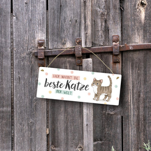 Beste Katze der Welt Metallschild mit oranger Katze und Spruch
