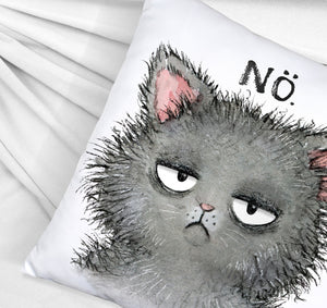 Genervte Katze Kissen mit Spruch Nö