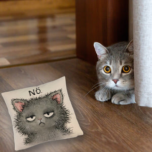 Genervte Katze Kissen mit Spruch Nö