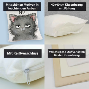 Genervte Katze Kissen mit Spruch Nö