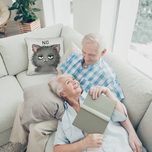 Genervte Katze Kissen mit Spruch Nö