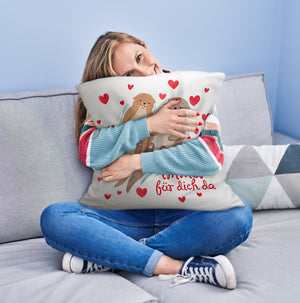 Verliebtes Otter Paar Kissen mit Spruch Ich bin immer für dich da