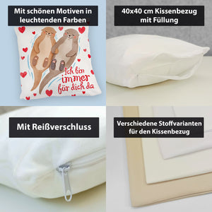 Verliebtes Otter Paar Kissen mit Spruch Ich bin immer für dich da