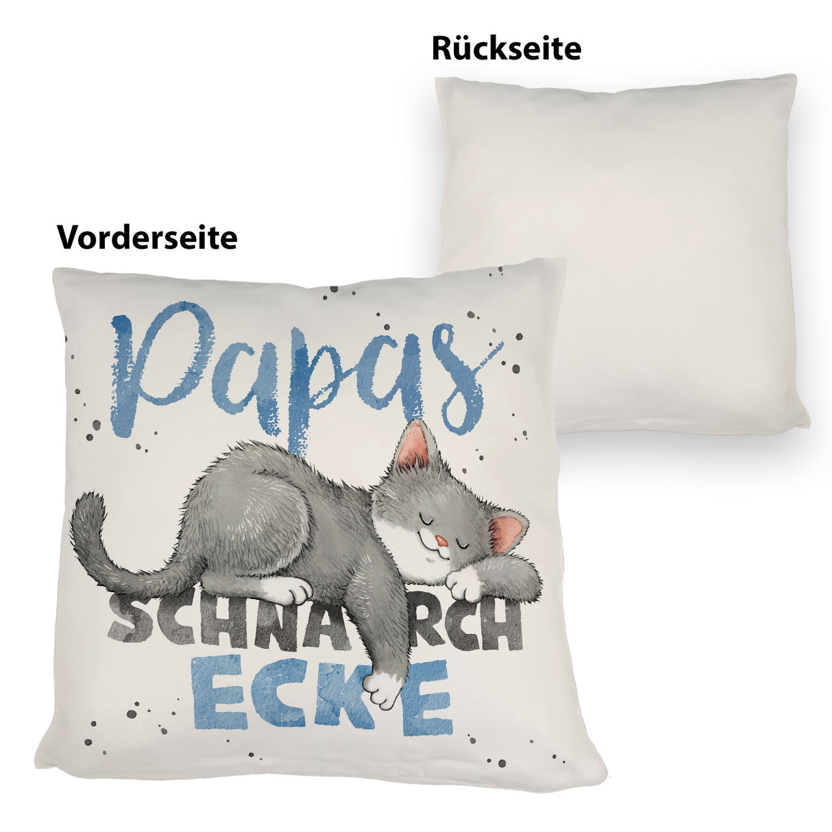 Orange Katze Kissen mit Spruch Mamas Schnarchecke