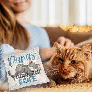 Orange Katze Kissen mit Spruch Mamas Schnarchecke