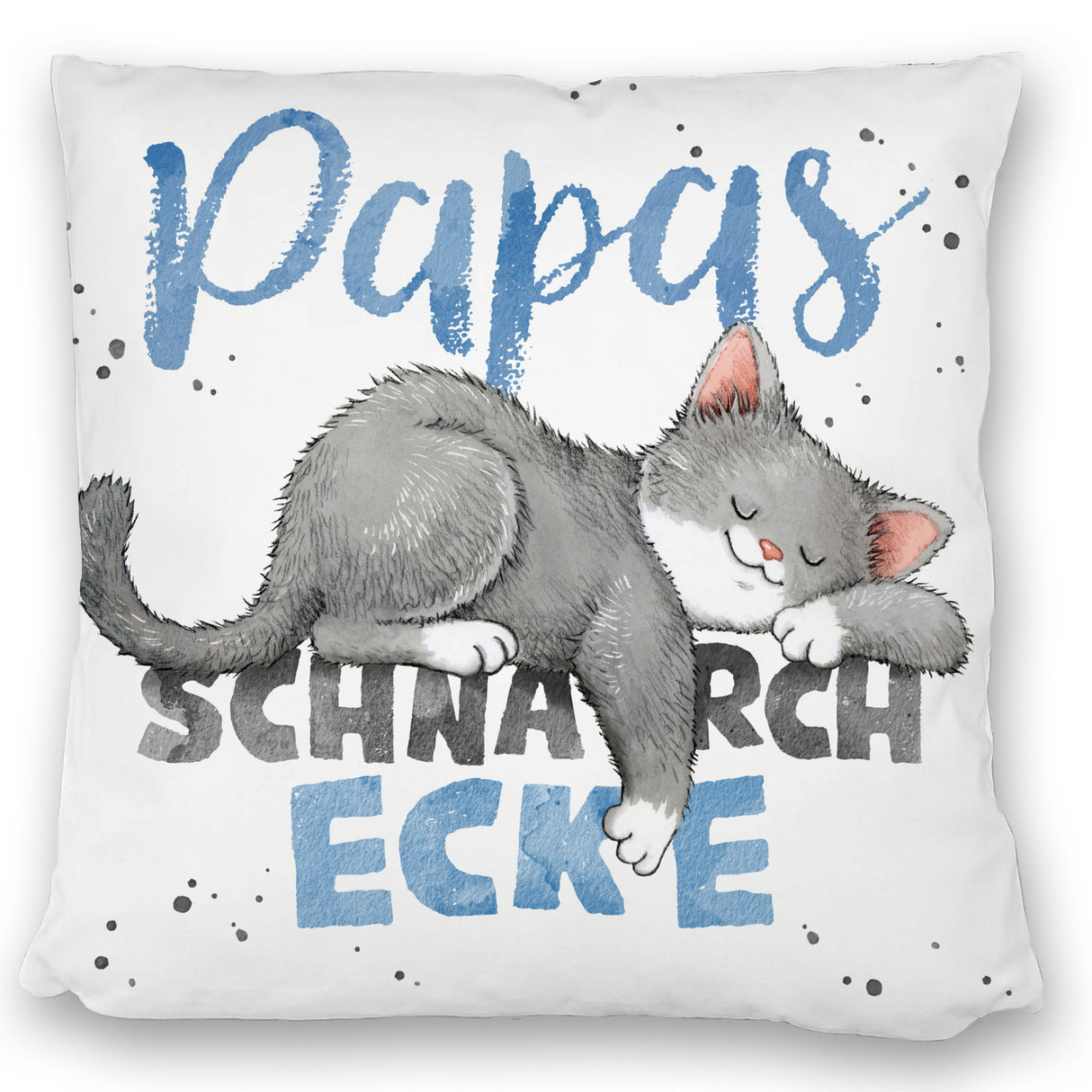 Orange Katze Kissen mit Spruch Mamas Schnarchecke