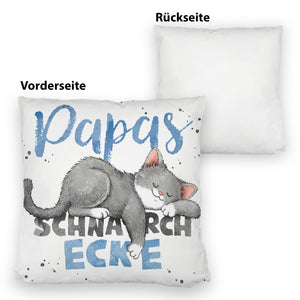 Orange Katze Kissen mit Spruch Mamas Schnarchecke