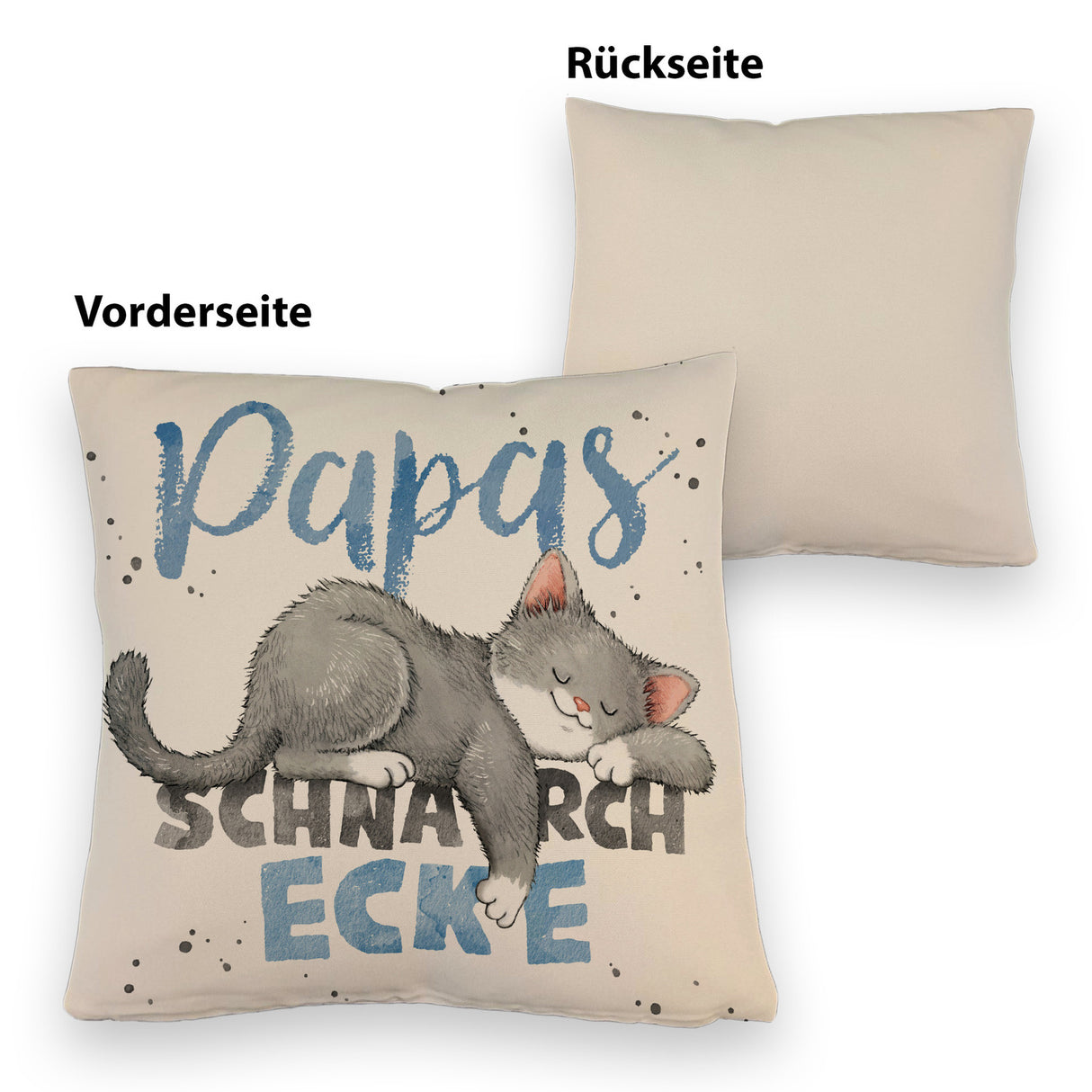 Orange Katze Kissen mit Spruch Mamas Schnarchecke