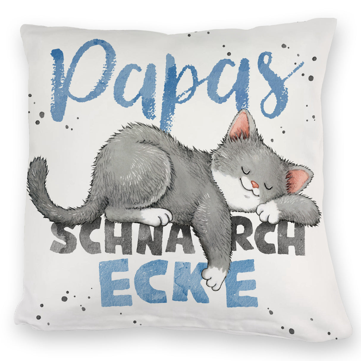 Orange Katze Kissen mit Spruch Mamas Schnarchecke