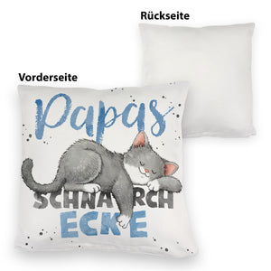 Orange Katze Kissen mit Spruch Mamas Schnarchecke