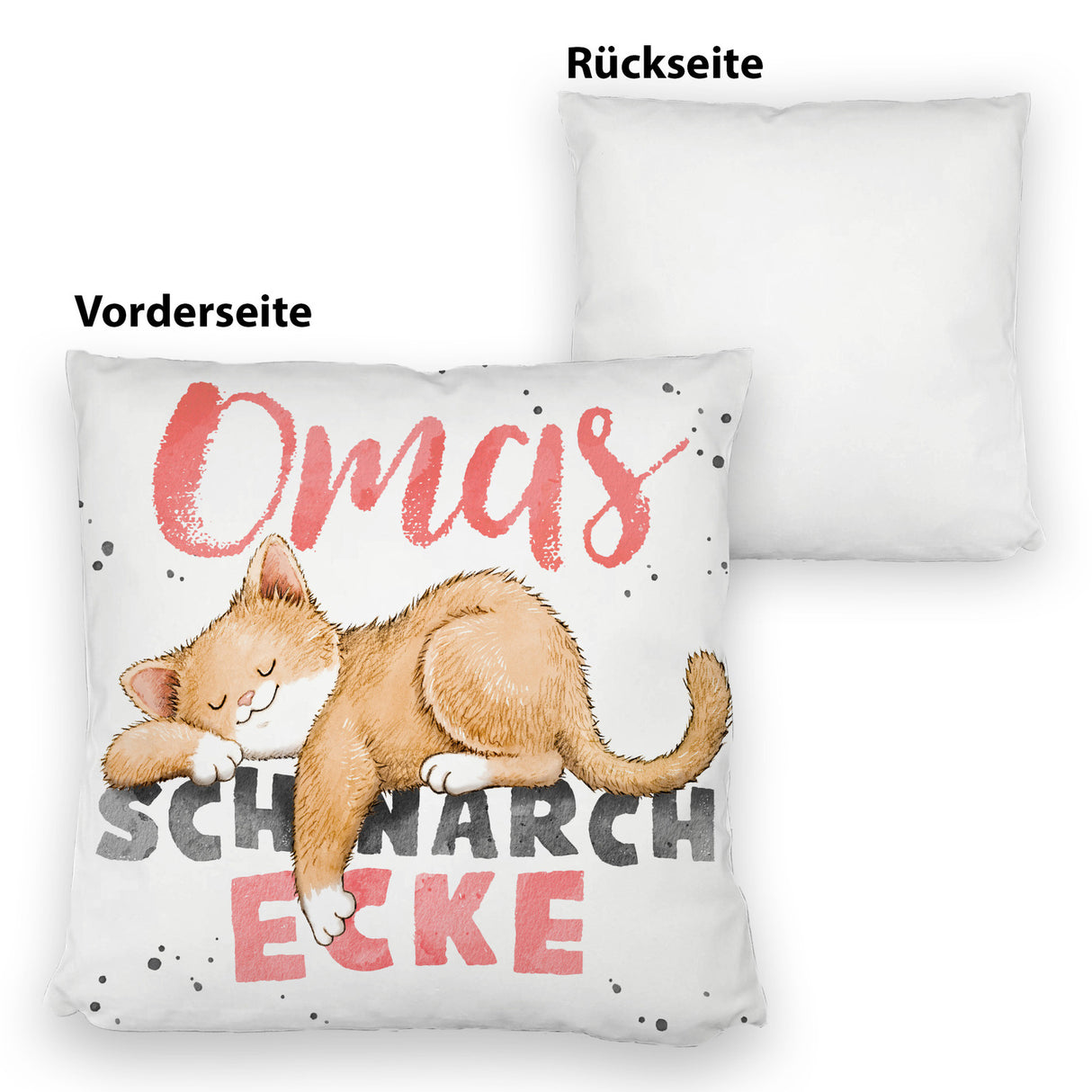 Orange Katze Kissen mit Spruch Mamas Schnarchecke