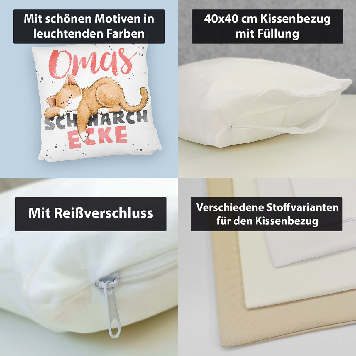 Orange Katze Kissen mit Spruch Mamas Schnarchecke