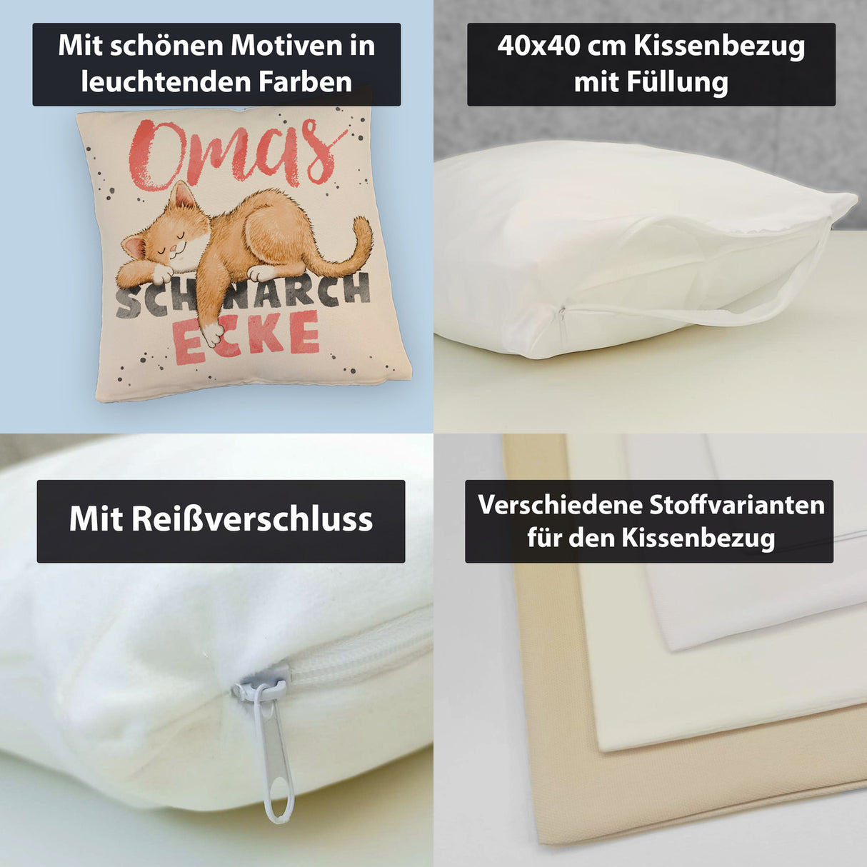 Orange Katze Kissen mit Spruch Mamas Schnarchecke