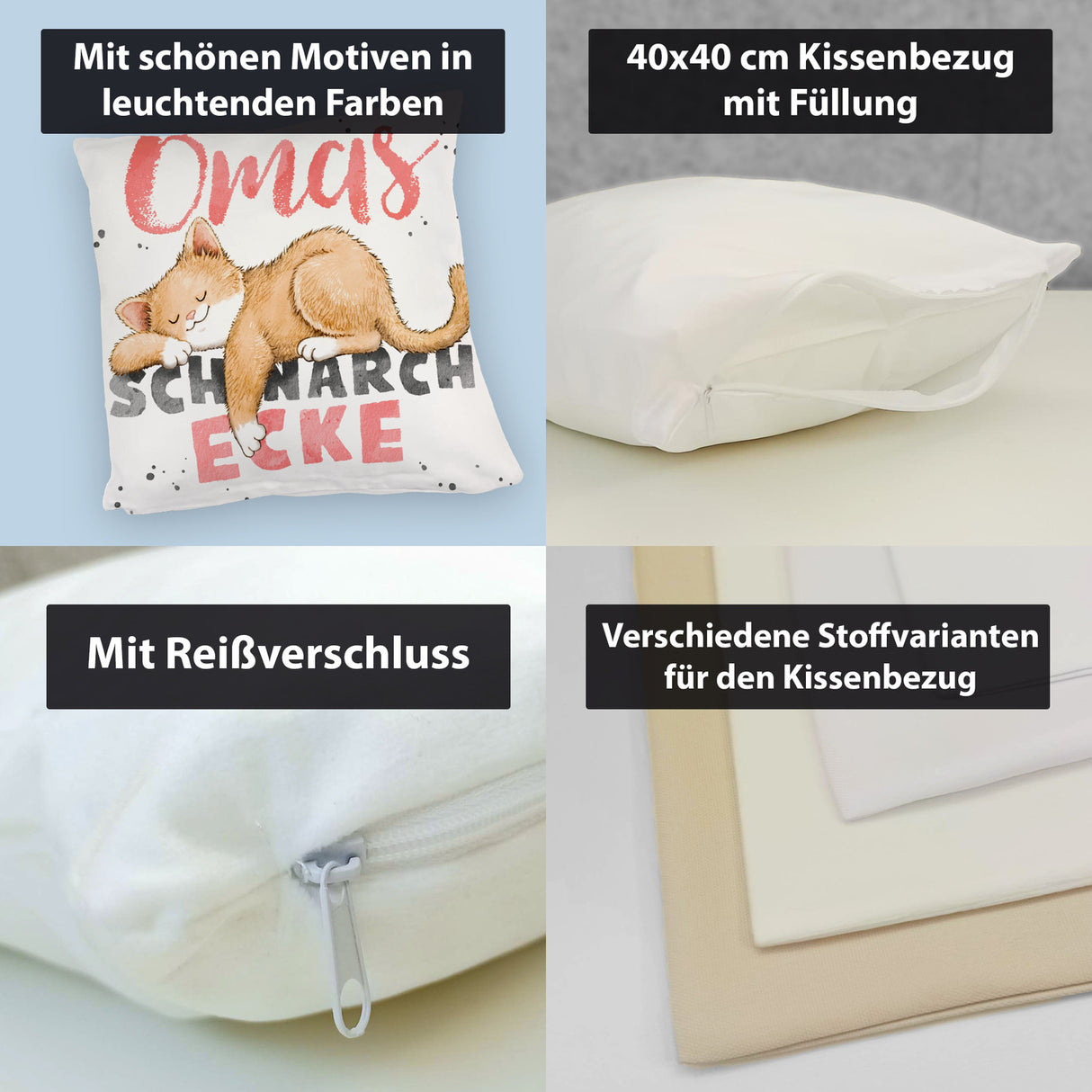 Orange Katze Kissen mit Spruch Mamas Schnarchecke