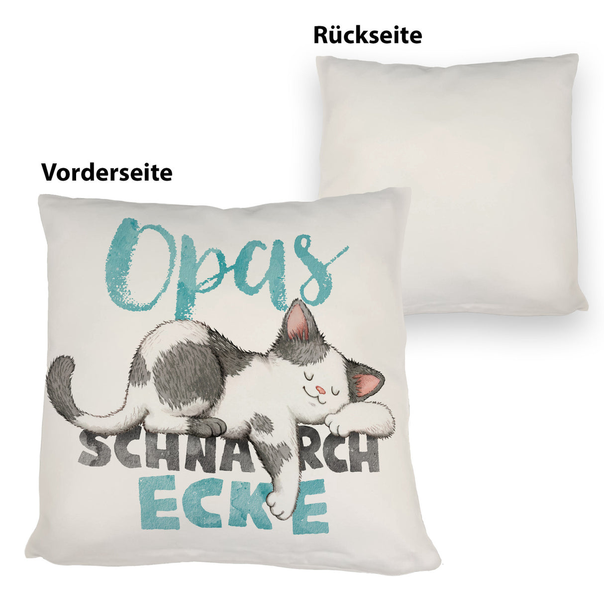 Orange Katze Kissen mit Spruch Mamas Schnarchecke