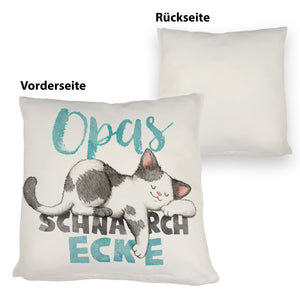 Orange Katze Kissen mit Spruch Mamas Schnarchecke