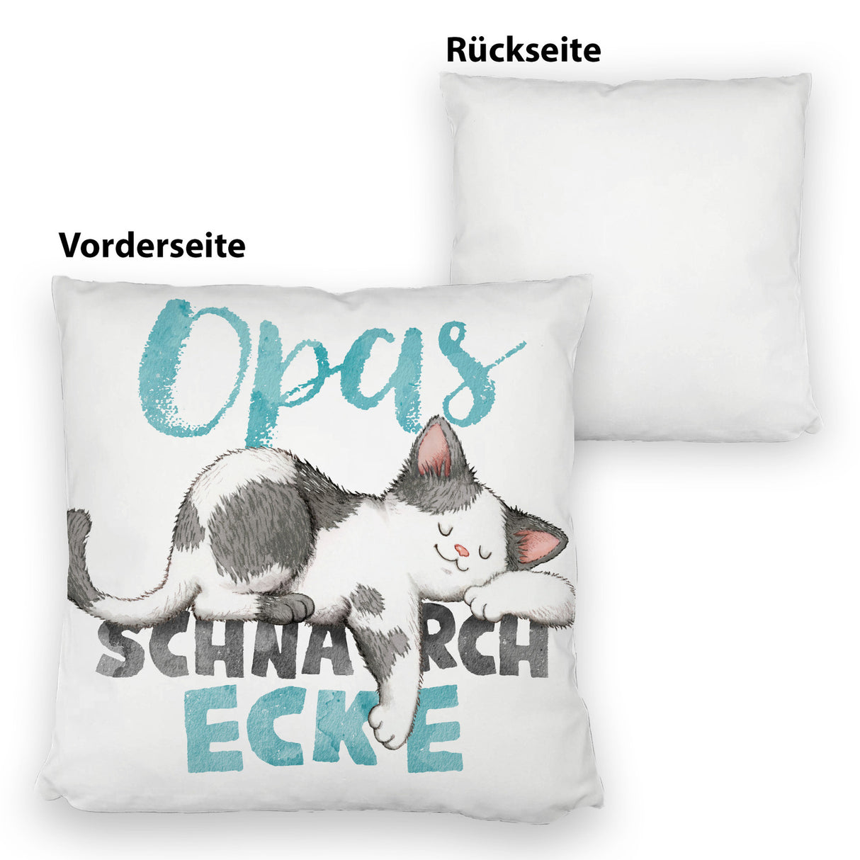 Orange Katze Kissen mit Spruch Mamas Schnarchecke