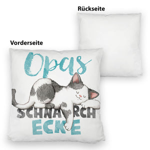 Orange Katze Kissen mit Spruch Mamas Schnarchecke
