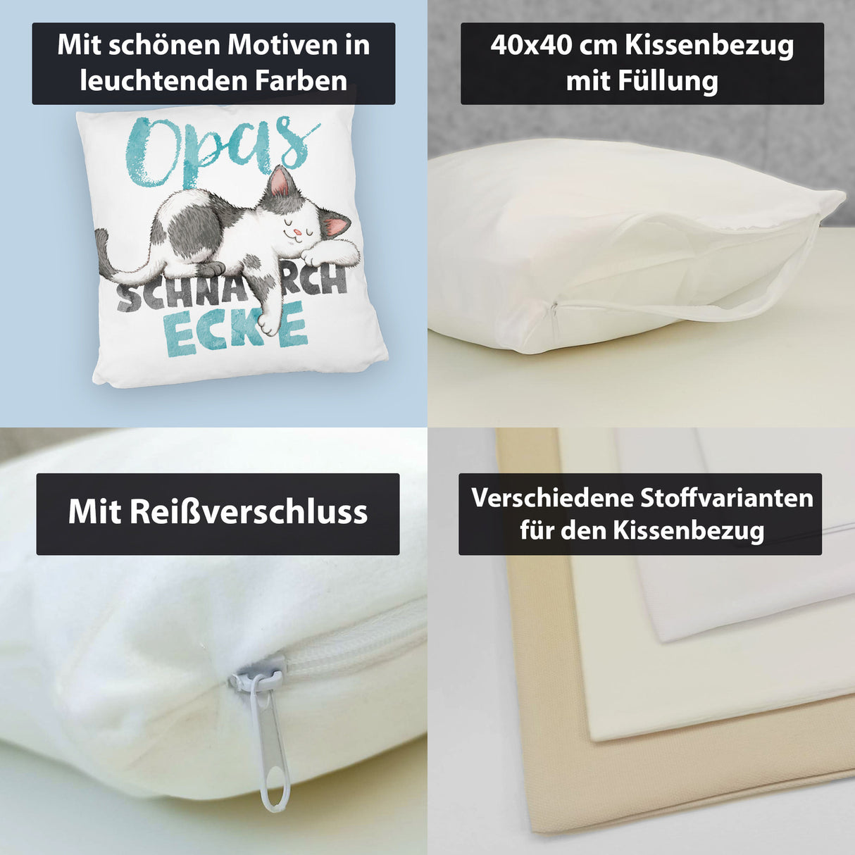 Orange Katze Kissen mit Spruch Mamas Schnarchecke