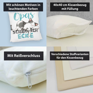 Orange Katze Kissen mit Spruch Mamas Schnarchecke