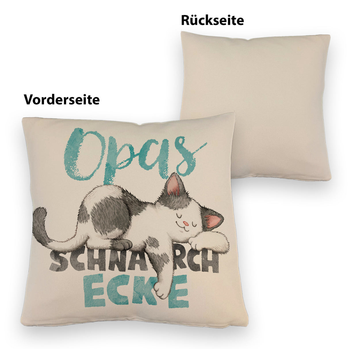 Orange Katze Kissen mit Spruch Mamas Schnarchecke