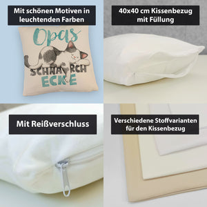 Orange Katze Kissen mit Spruch Mamas Schnarchecke