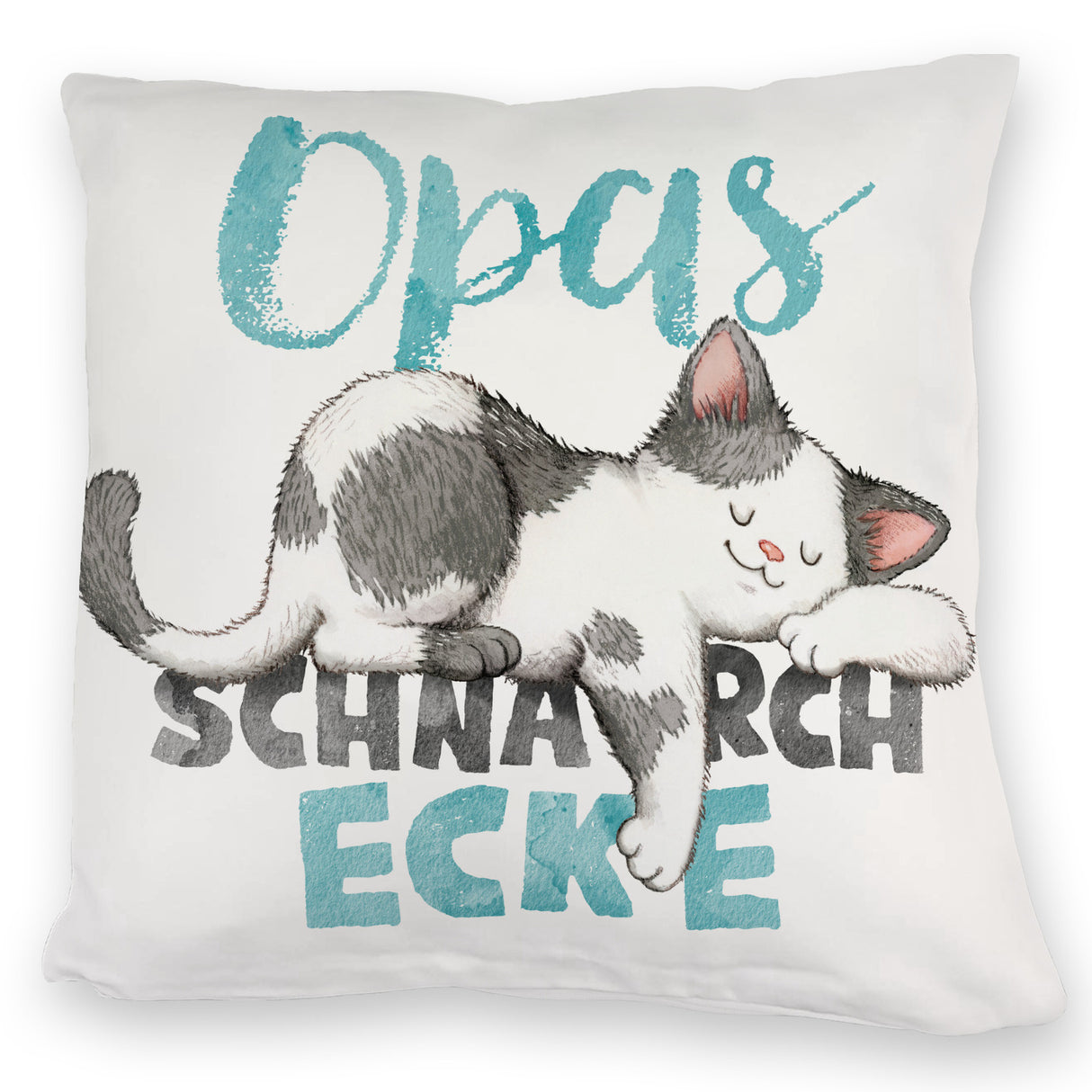 Orange Katze Kissen mit Spruch Mamas Schnarchecke