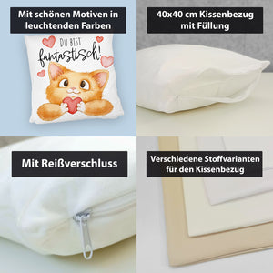 Katze Kissen mit Spruch Du bist fantastisch