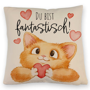 Katze Kissen mit Spruch Du bist fantastisch