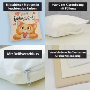 Katze Kissen mit Spruch Du bist fantastisch
