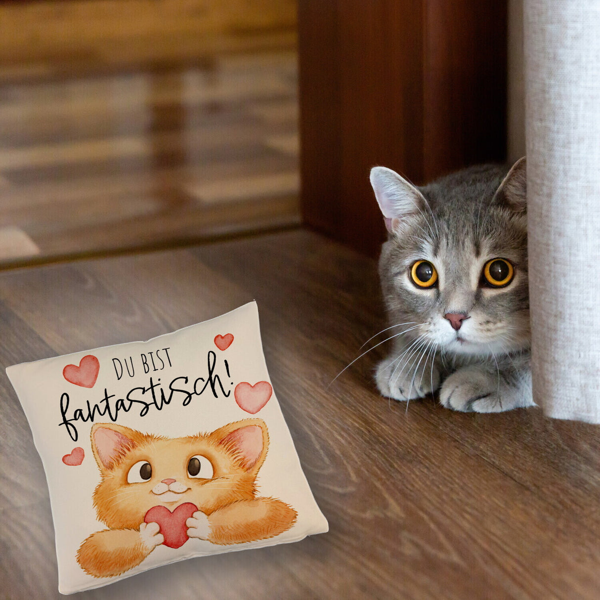 Katze Kissen mit Spruch Du bist fantastisch