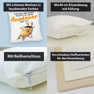 Fauler Hund Kissen mit Spruch Meine Faulheit hat Ausdauer