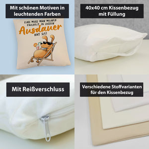 Fauler Hund Kissen mit Spruch Meine Faulheit hat Ausdauer