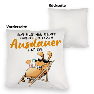 Fauler Hund Kissen mit Spruch Meine Faulheit hat Ausdauer
