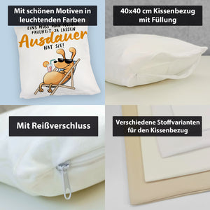 Fauler Hund Kissen mit Spruch Meine Faulheit hat Ausdauer