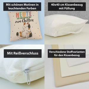 Glückskatze Kissen mit Spruch Heute ist ein guter Tag zum Chillen