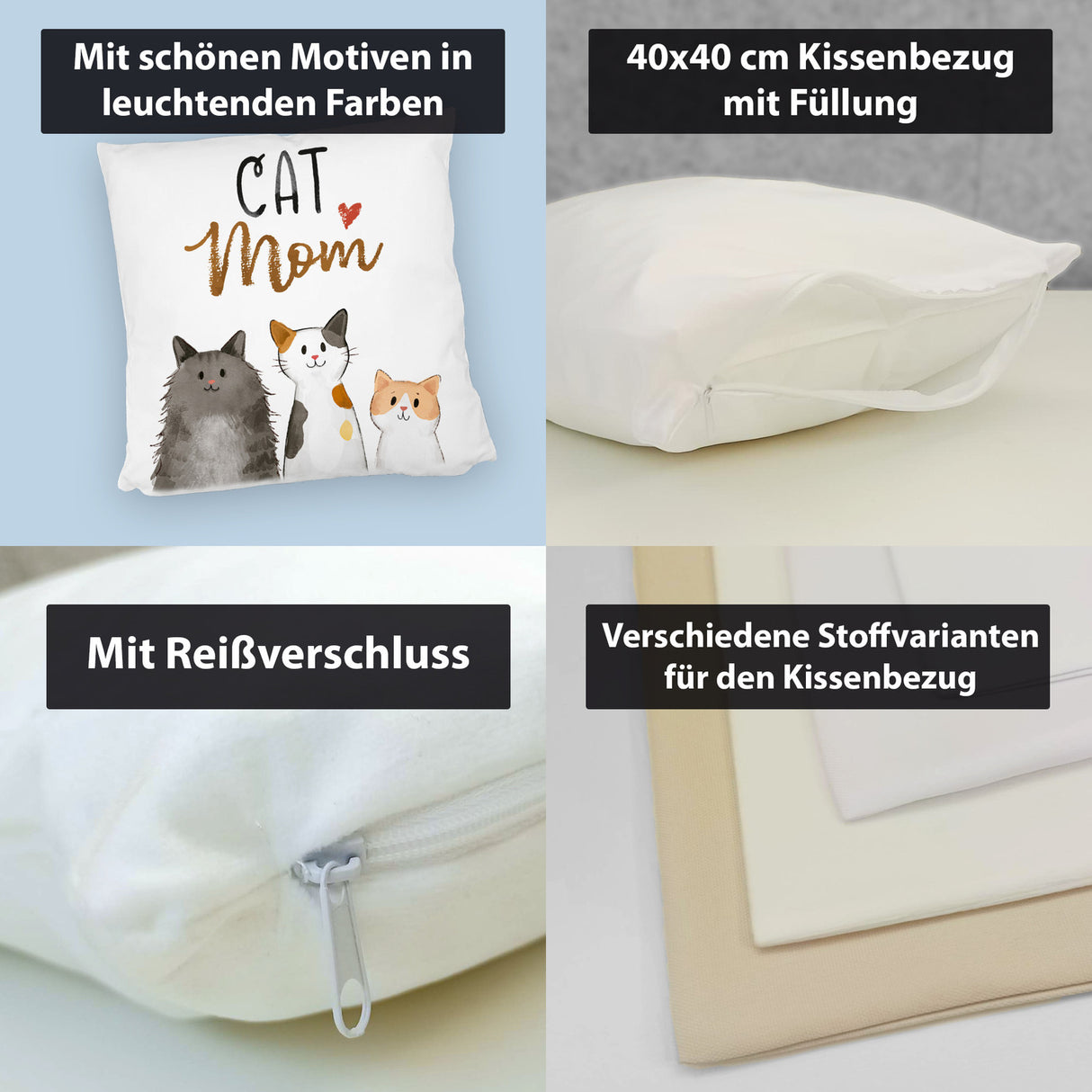 Cat Mom Kissen mit Spruch