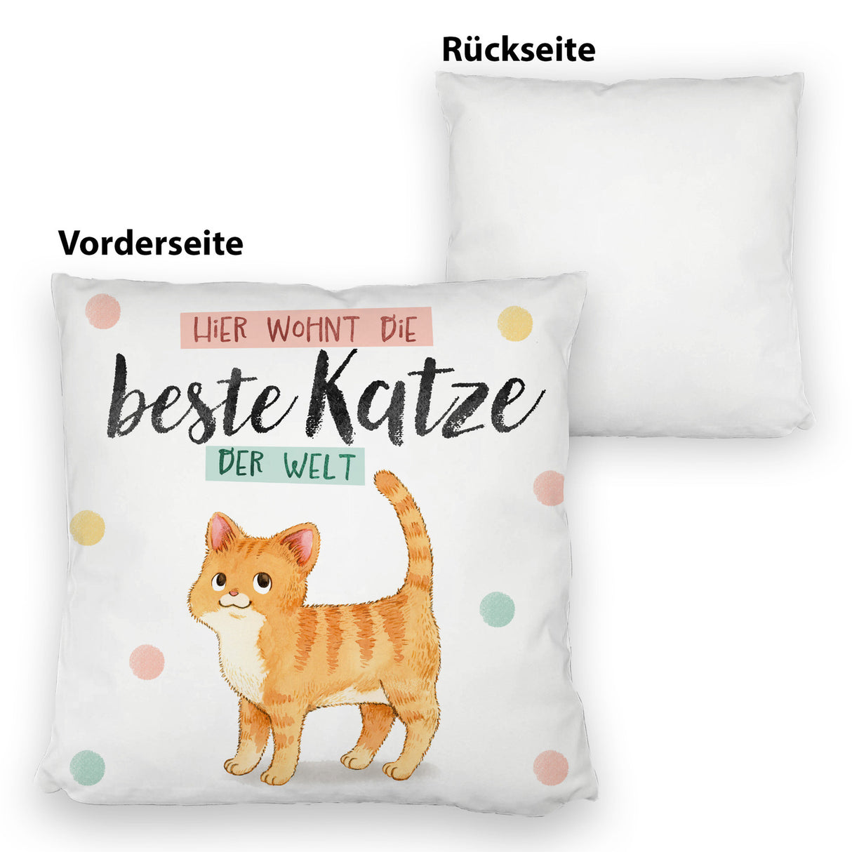 Beste Katze der Welt Kissen mit oranger Katze Katze und Spruch