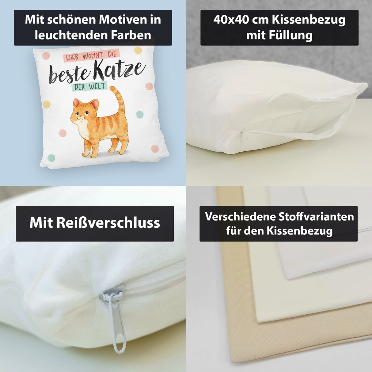 Beste Katze der Welt Kissen mit oranger Katze Katze und Spruch