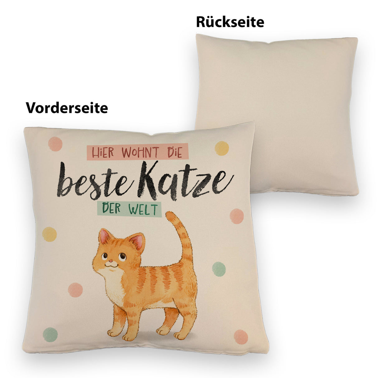 Beste Katze der Welt Kissen mit oranger Katze Katze und Spruch