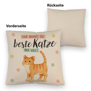 Beste Katze der Welt Kissen mit oranger Katze Katze und Spruch