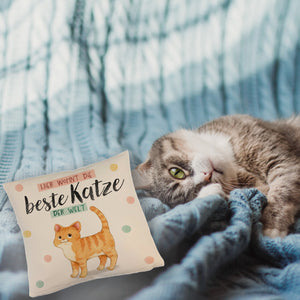 Beste Katze der Welt Kissen mit oranger Katze Katze und Spruch