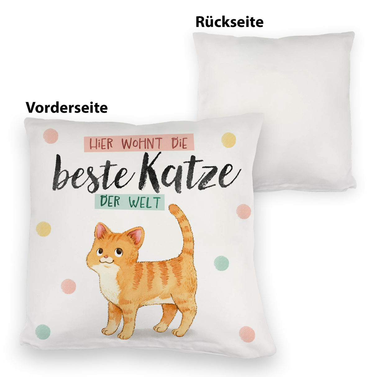 Beste Katze der Welt Kissen mit oranger Katze Katze und Spruch