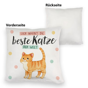 Beste Katze der Welt Kissen mit oranger Katze Katze und Spruch