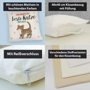 Beste Katze der Welt Kissen mit oranger Katze Katze und Spruch